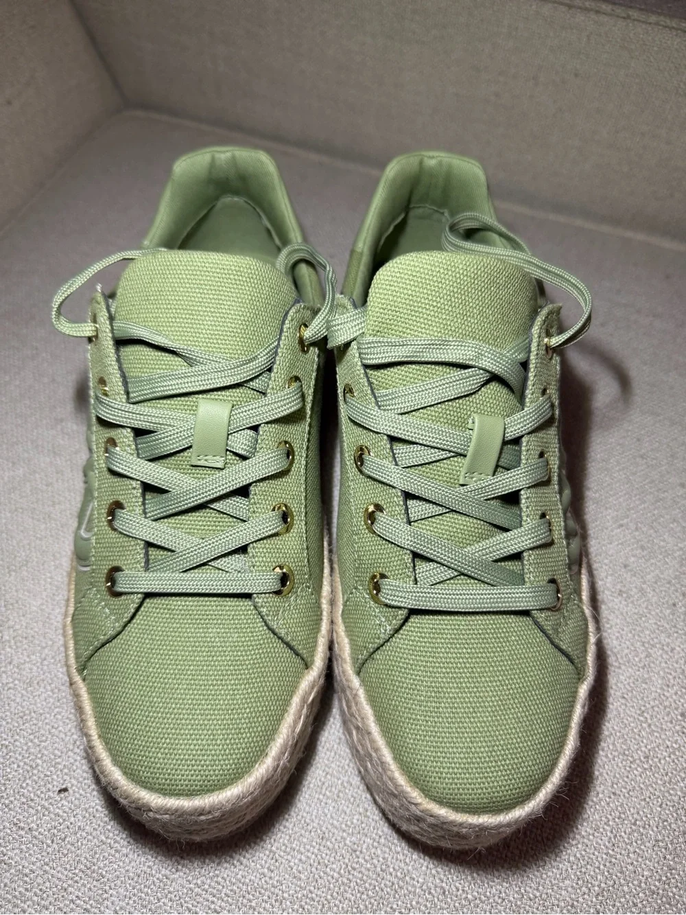 Michael Kors Light Green Canvas MK Espadrille Sneakers